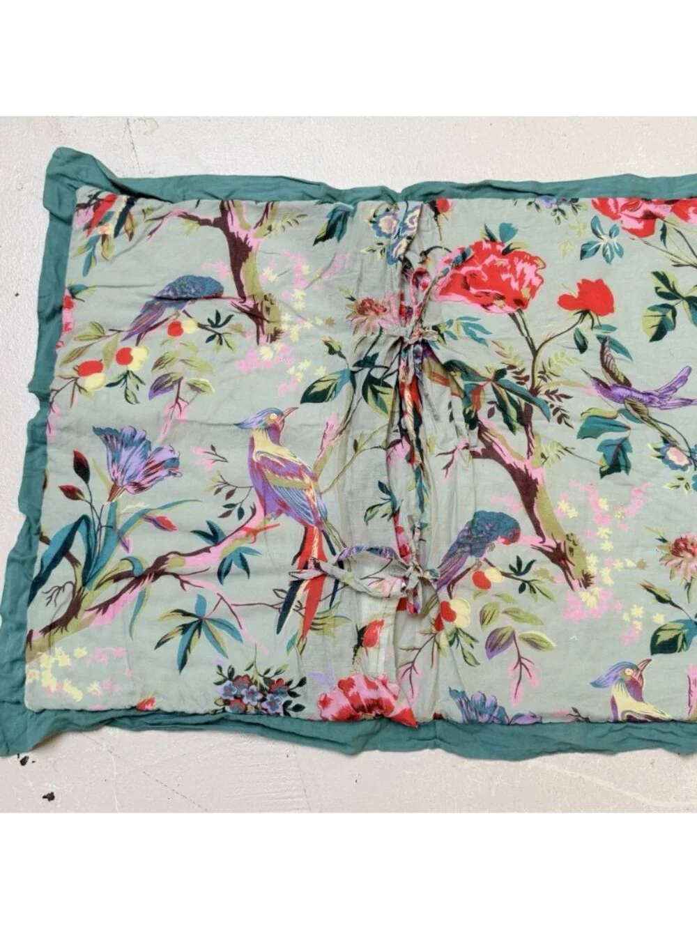 World Market Quilted Pillow Shams Cottage Flowers Birds Garden Farmhouse 20x26